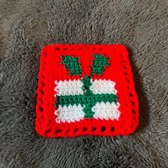 Christmas Coasters Handmade Crocheted Items Set of Two Christmas Gift & Ornament - Picture 3 of 7